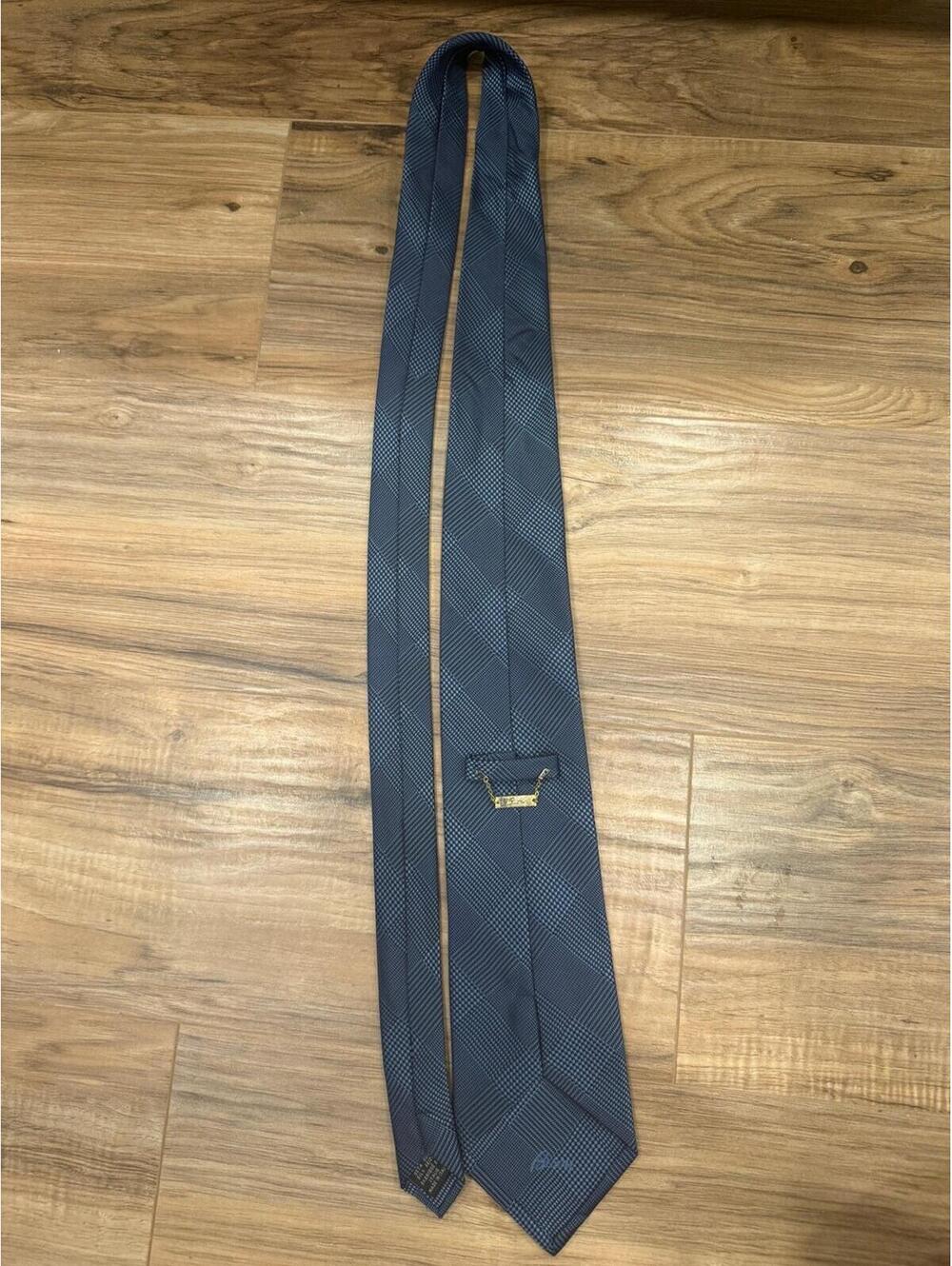 Brioni Silk Tie Made in Italy Navy Blue Pattern
